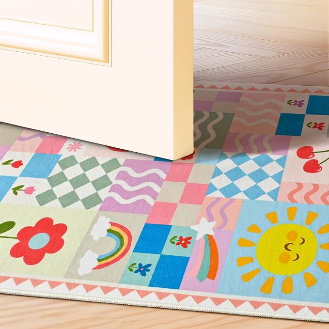 2×3 Small Pink Area Rug for Bedroom, Washable Entryway Rug Non Slip, Soft Low - Image 3
