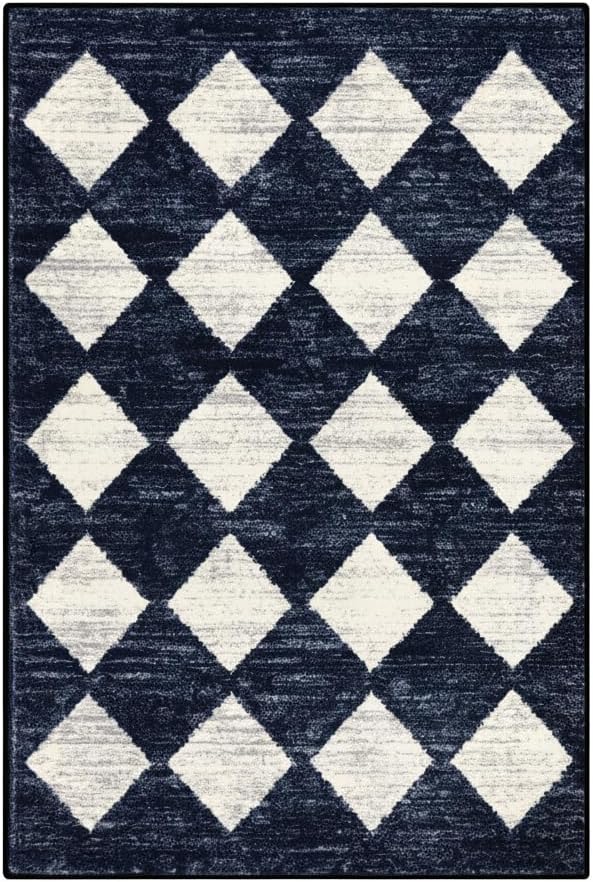 Lahome Zelie Moroccan Trellis Area Rug, 2x3 Small Black Checkered Entryway Rug - Image 10