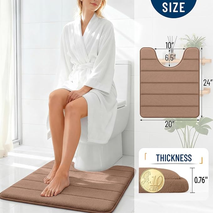 OLANLY Memory Foam Toilet Rugs U Shaped 24x20, Super Soft Absorbent Contour - Image 4
