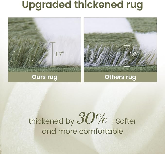 Super Soft Rug for Bedroom, 3x5 Ft Green and White Area Rug Classic Checkered - Image 4
