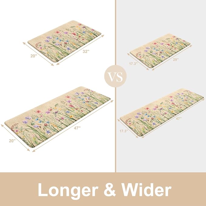 KIMODE Anti Fatigue Kitchen Mats, Farmhouse Kitchen Rugs Sets of 2, Non Slip - Image 3