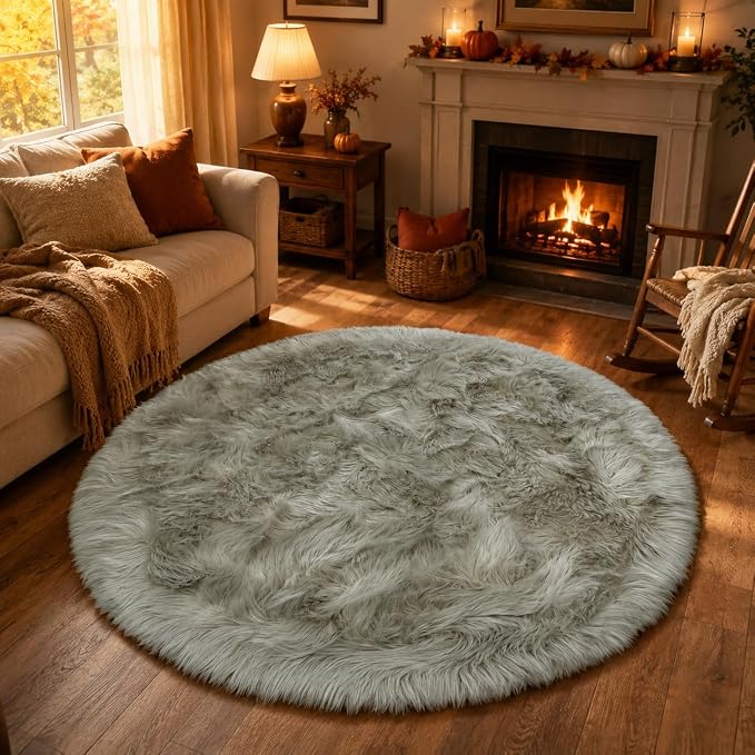 EasyJoy Faux Sheepskin Rug, Fluffy Faux Fur Rug, Ultra Soft Shag Area Rug by EasyJoy