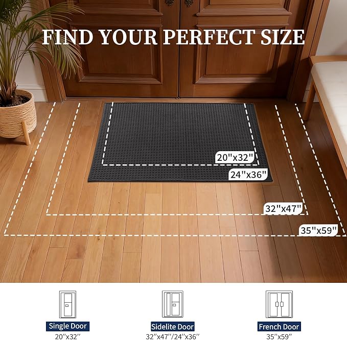 YIHOUSE Indoor Door Mat 24" x 36", Non-Slip Washable Entryway Mat, Dirt Trapper - Image 2