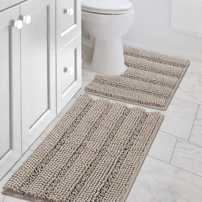 H.VERSAILTEX Bathroom Rugs Bath Rug Set 2 Piece Bathroom Contour Rug Toilet Mat by HVERSAILTEX