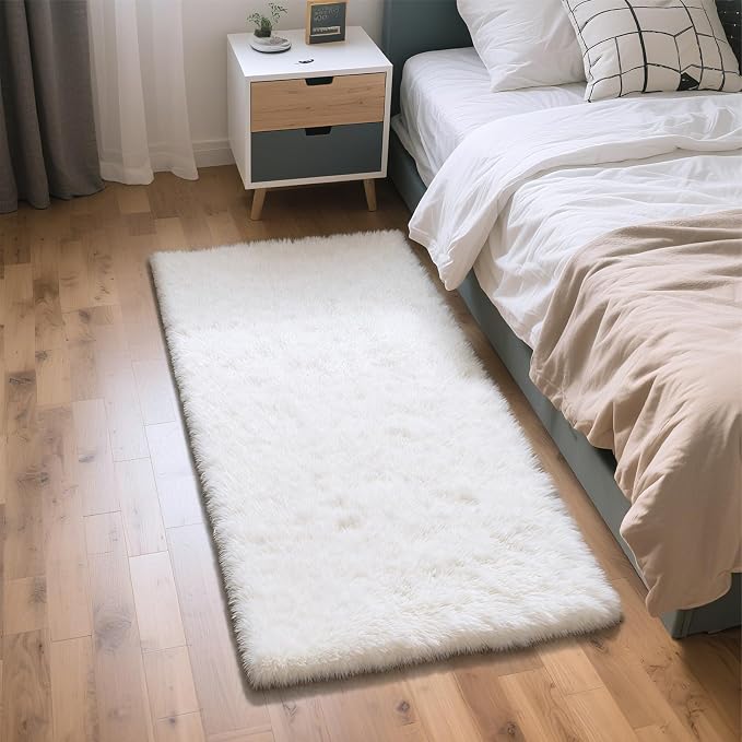 Fluffy Rug Shag Area Rug, Small Bedside Rug, Soft Fluffy Shag Entryway Throw - Image 2