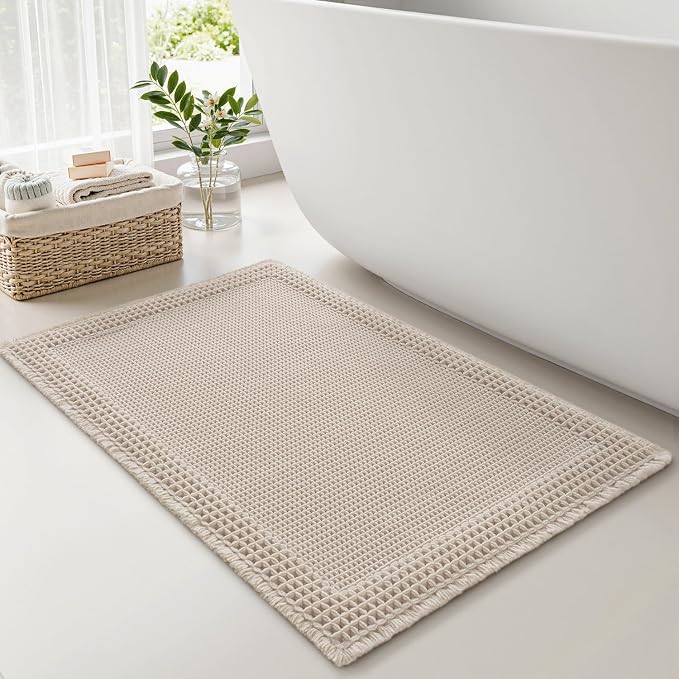 RESARE Waffle Bath Mat for Bathroom, Super Absorbent Bathroom Rugs Non Slip by Resare