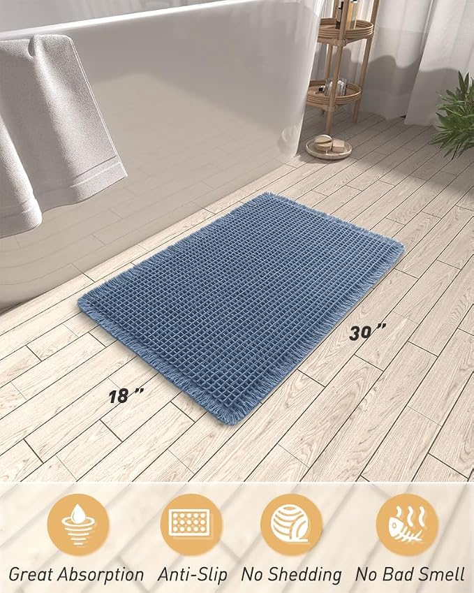 AMOAMI Upgraded Waffle Bath Mat, Super Absorbent Non Slip Bath Mats - Image 2