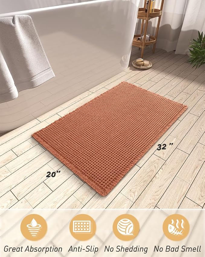AMOAMI Upgraded Waffle Bath Mat, Super Absorbent Non Slip Bath Mats - Image 2