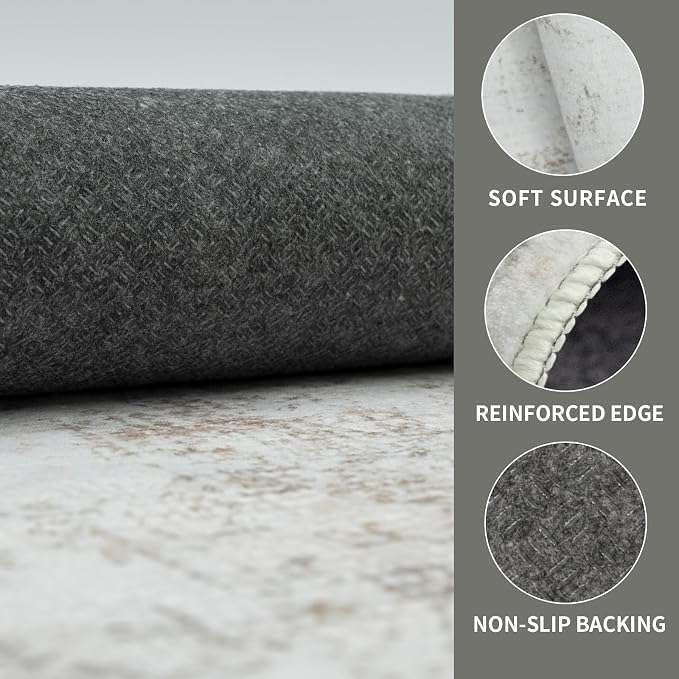 Washable 4×6 Area Rugs for Living Room, Vintage Floral Rug Soft Non Slip Stain - Image 4