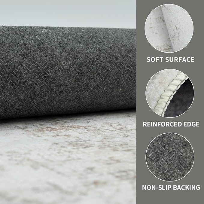 Washable 3×5 Area Rug for Living Room, Vintage Floral Rug Soft Non Slip Stain - Image 4