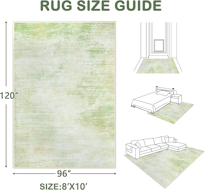 Area Rugs 8x10 Living Room: Washable Rug Modern Abstract Large Rugs Soft Non - Image 2