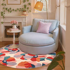 jinchan 5ft Floral Round Rug Washable Living Room Rug Colorful Bloom Round Mat by JINCHAN
