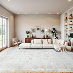 Washable 9×12 Area Rugs for Living Room, Vintage Floral Rug Soft Non Slip Stain - Image 3