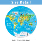 Kids Playroom Rug, 6x6ft Round World Map Play Mat - Image 2