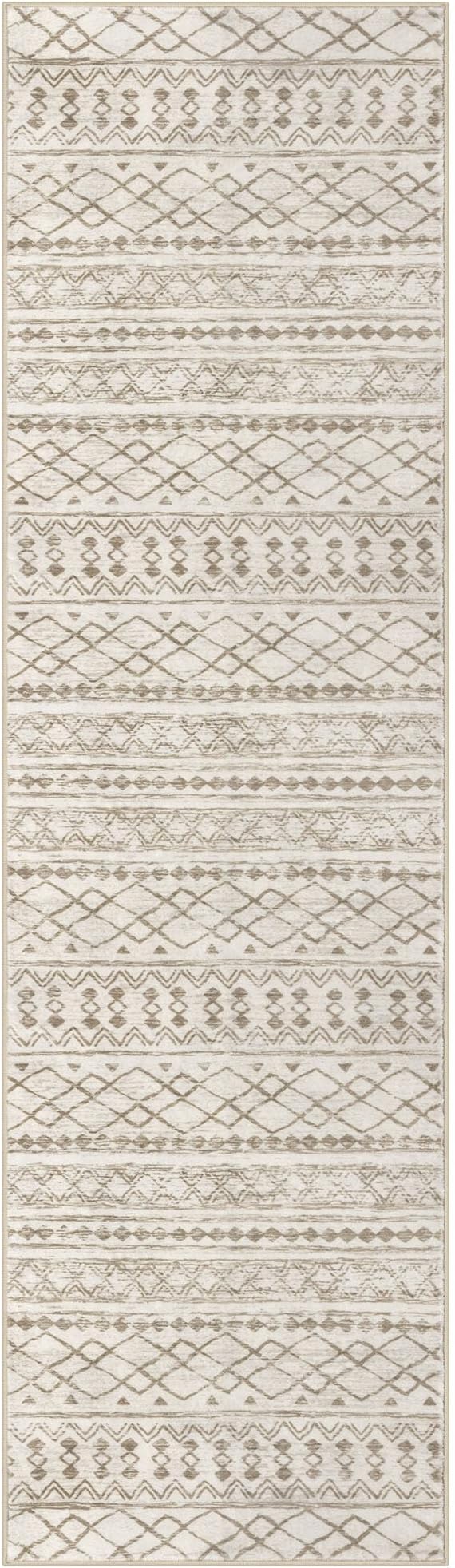 KUTA Moroccan Washable Kitchen Rugs 2x8 Non-Slip Vintage Beige Boho Rugs - Image 9