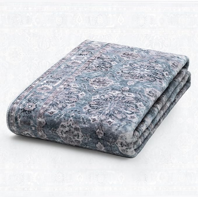 SERISSA Vintage Floral Rugs for Entryway, 2x3 Blue Grey Entryway Rug Non-Slip - Image 5