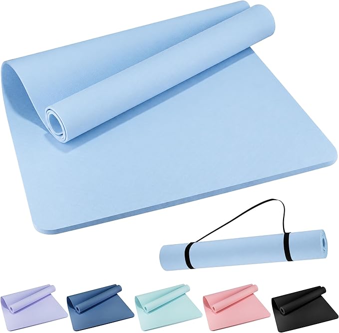 Extra Wide Yoga Mat 72" x 32", 6mm Non Slip TPE Exercise Mat by wimwum