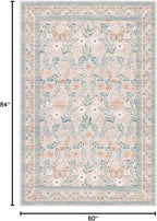 Rugxara Pink Floral 5x7 Washable Area Rug, Vintage Boho Non Slip, Low Pile Rugs - Image 2