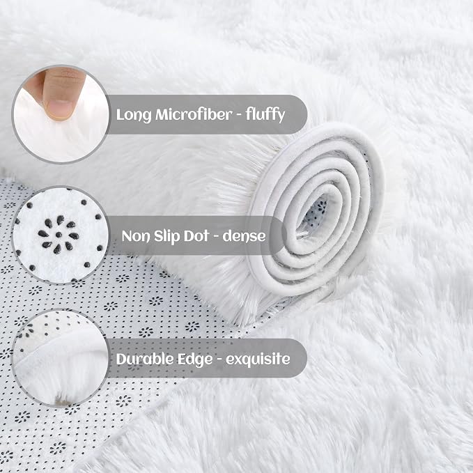 YJ.GWL Soft Runner Rug for Bedroom Living Room Plush Fluffy Rugs 2x6 Feet - Image 4