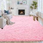 6x9 Area Rugs for Living Room Rug: Soft Fluffy Shag Light Pink Rugs for Bedroom by CarpetAddColortoYourLife