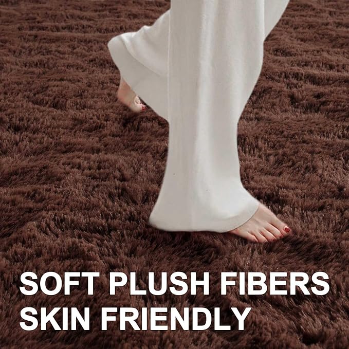 4x6 Ft Brown Shag Rugs for Bedroom Living Room, Ultra Soft Fluffy Furry Area - Image 4
