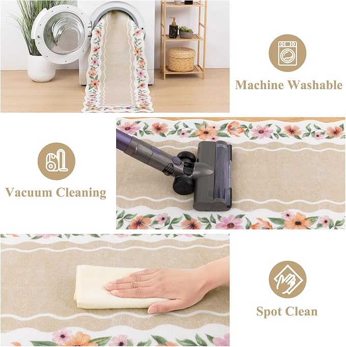 Vaukki Boho Kitchen Rug Sets 3 Pieces, Washable Kitchen Mats - Image 6