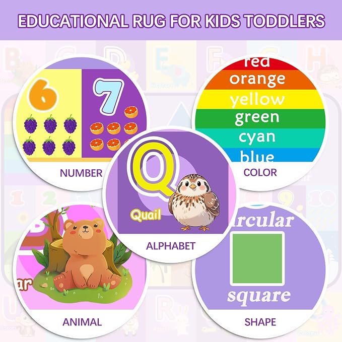ABC Rugs for Kids Playroom 5 x 7 Feet, Alphabet Rug Educational Learning Play - Image 3