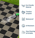 Garvee Waterproof Outdoor Rug 10x14, Checkered Foldable Plastic Straw Patio - Image 3