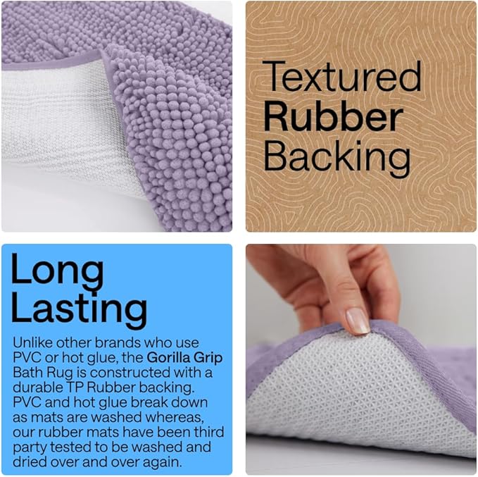 GORILLA GRIP Bath Rug Mat 30x20, Thick Soft Absorbent Chenille, Quick Dry - Image 3