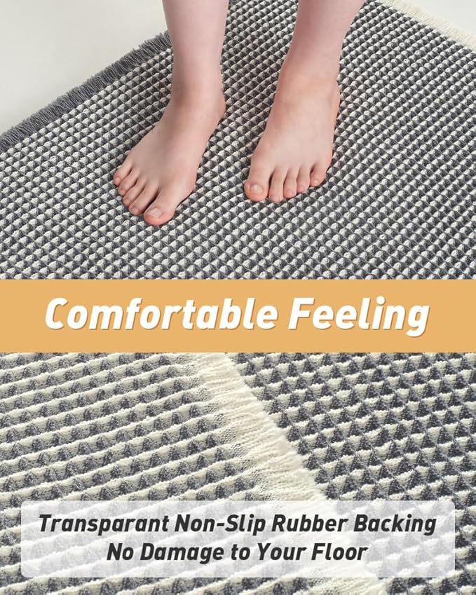 AMOAMI Upgraded Waffle Runner Rug Super Absorbent Non Slip Bath Mats - Image 3