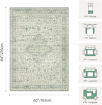 Rugxara 5X7 Washable Area Rug for Living Room, Vintage Large Boho Rugs for - Image 2