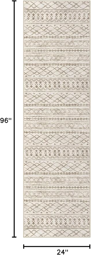 KUTA Moroccan Washable Kitchen Rugs 2x8 Non-Slip Vintage Beige Boho Rugs - Image 2