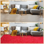 Mugorn Red Rugs for Living Room, 6x9 Large Fluffy Area Rugs for Bedroom - Image 7