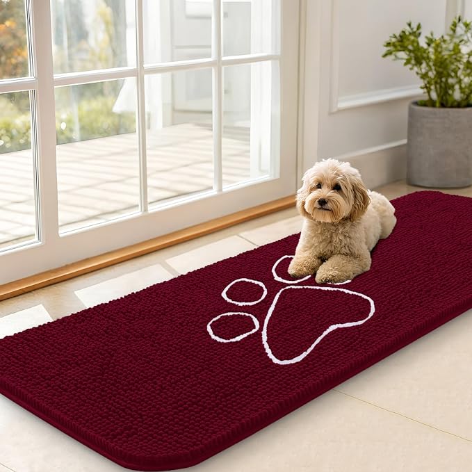OLANLY Dog Door Mat for Muddy Paws 70x35, Paw Print Design, Absorbs Moisture - Image 6