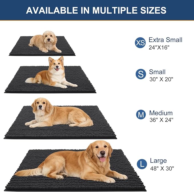 OLANLY Dog Door Mat for Muddy Paws 30x20, Ultra Absorbent Chenille Mud Doormat - Image 2