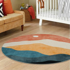 Abstract Round Rug for Bedroom 4ft, Faux Wool Soft Area Circle Area Rug - Image 7