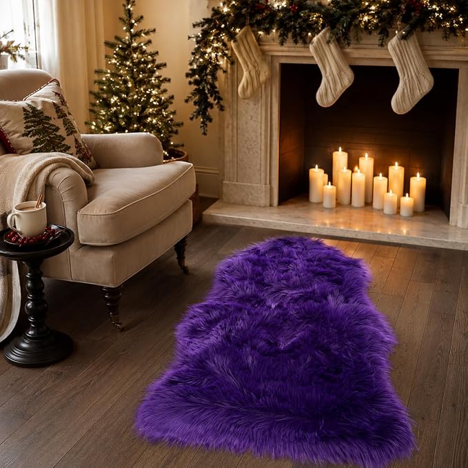 EasyJoy Faux Sheepskin Rug, Fluffy Faux Fur Rug, Ultra Soft Shag Area Rug - Image 2