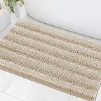 H.VERSAILTEX Bath Mats for Bathroom Non Slip Thick Chenille Striped Bath Rug by HVERSAILTEX