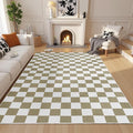 Terrug Beige and White Checkered Rug by TerrugHomeDecor