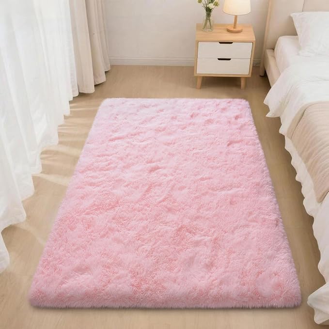 Mugorn Pink Fluffy Soft Rugs for Girls Bedroom, 2x3 Ft Small Shaggy Area Rugs - Image 2