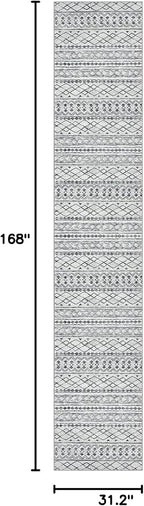 KUTA Long Hallway Runner Rug 2.6x14 Non-Slip Washable, Moroccan Vintage Beige - Image 2