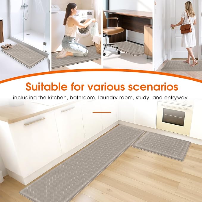 TranquilRelax 2-Piece Anti-Fatigue Kitchen Mats, Cushioned Non-Slip Waterproof - Image 7