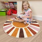 LIVEBOX Boho Nursery Rug Round 4ft Sun Rainbow Rug - Image 8