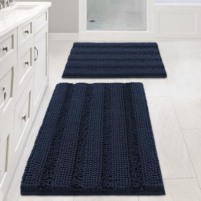 H.VERSAILTEX Navy Blue Bathroom Rugs 2 Piece, Bath Mat Set Slip-Resistant Extra by HVERSAILTEX