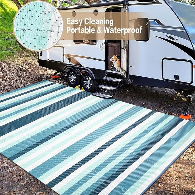 HUGEAR Outdoor Plastic Straw Rug, Waterproof Mat, Washable Large Floor Mat and - Image 5