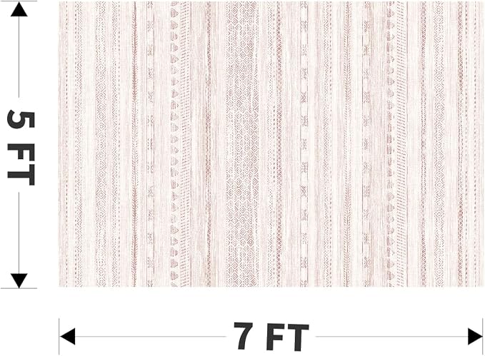 5x7 Pink Area Rugs for Living Room Machine Washable Rug Distressed Girls - Image 2