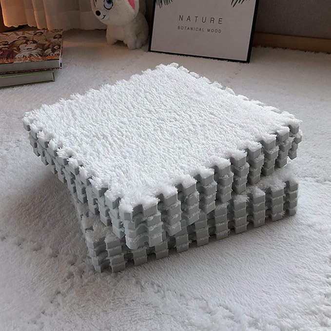 Smabee Interlocking Carpet Shaggy Soft EVA Foam Mats Fluffy Area Rugs by smabee