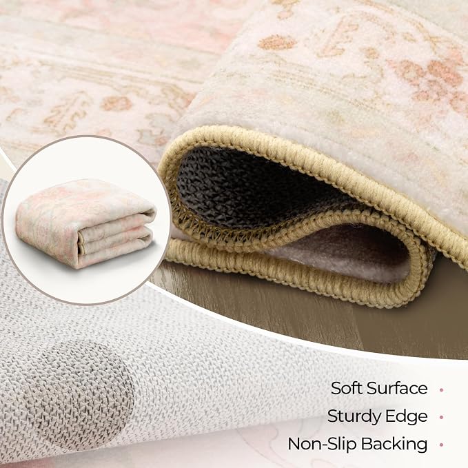 CAPALOCA Machine Washable Rugs Nursery Rug 2x3 Cute Girl Non Slip Low Pile - Image 3