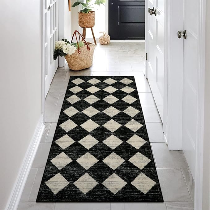 Lahome Zelie Washable Black and White Kitchen Runner Rug, 2x5 Soft Non Slip - Image 2