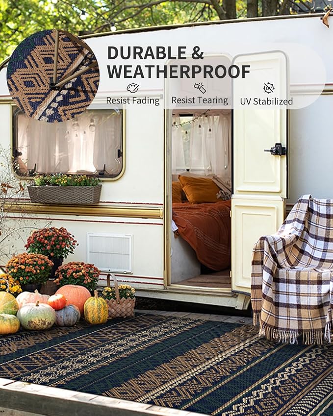 MontVoo Outdoor Rug Carpet Waterproof-Patio Rug Mat 8x10 Reversible RV Outdoor - Image 8